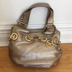 Michael Kors Gold Pebbled Leather Shoulder bag